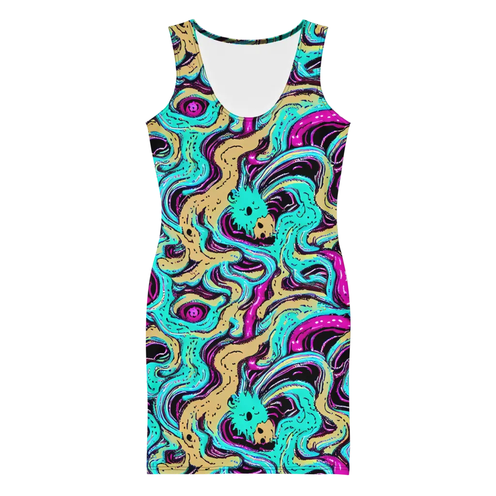 Neon Spill on Bodycon Dress — Front