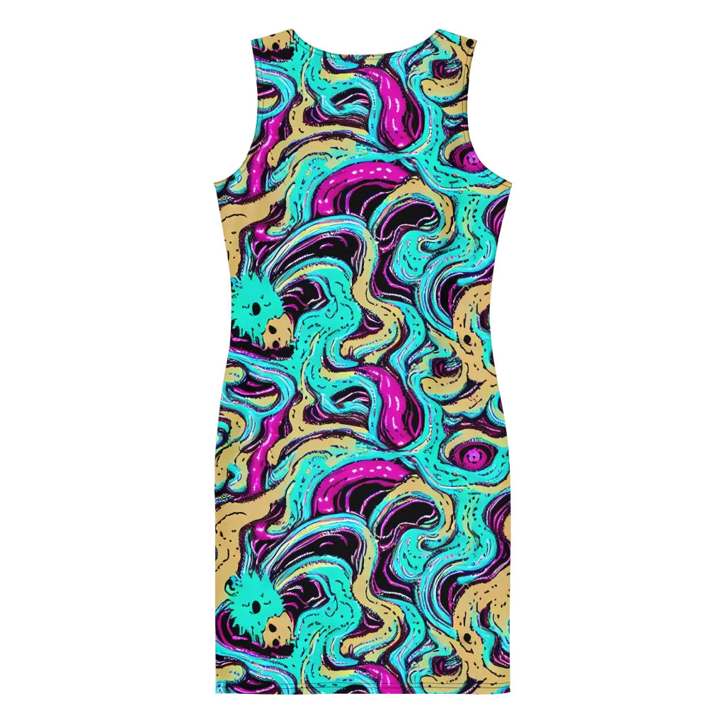Neon Spill on Bodycon Dress — Back