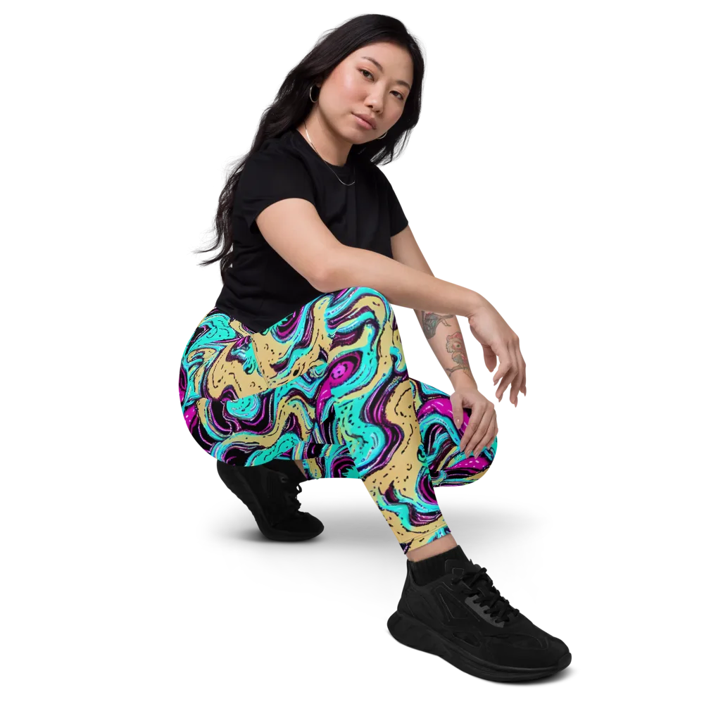 Neon Spill on Leggings with Pockets — Right Front