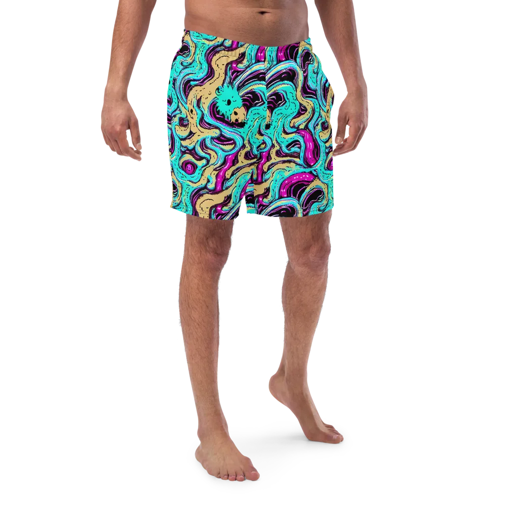 Neon Spill on Swim Trunks — Front