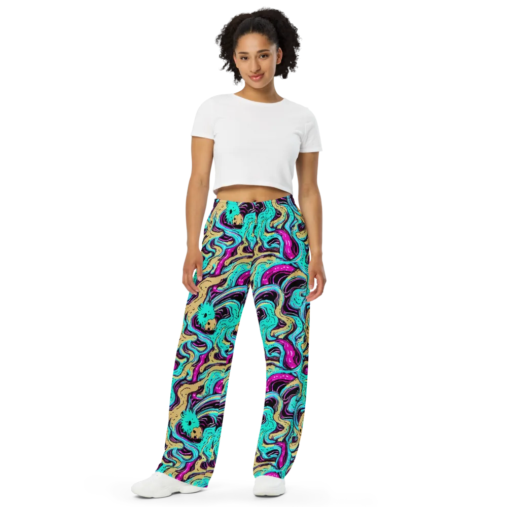 Neon Spill on Wide-Leg Pants — Front