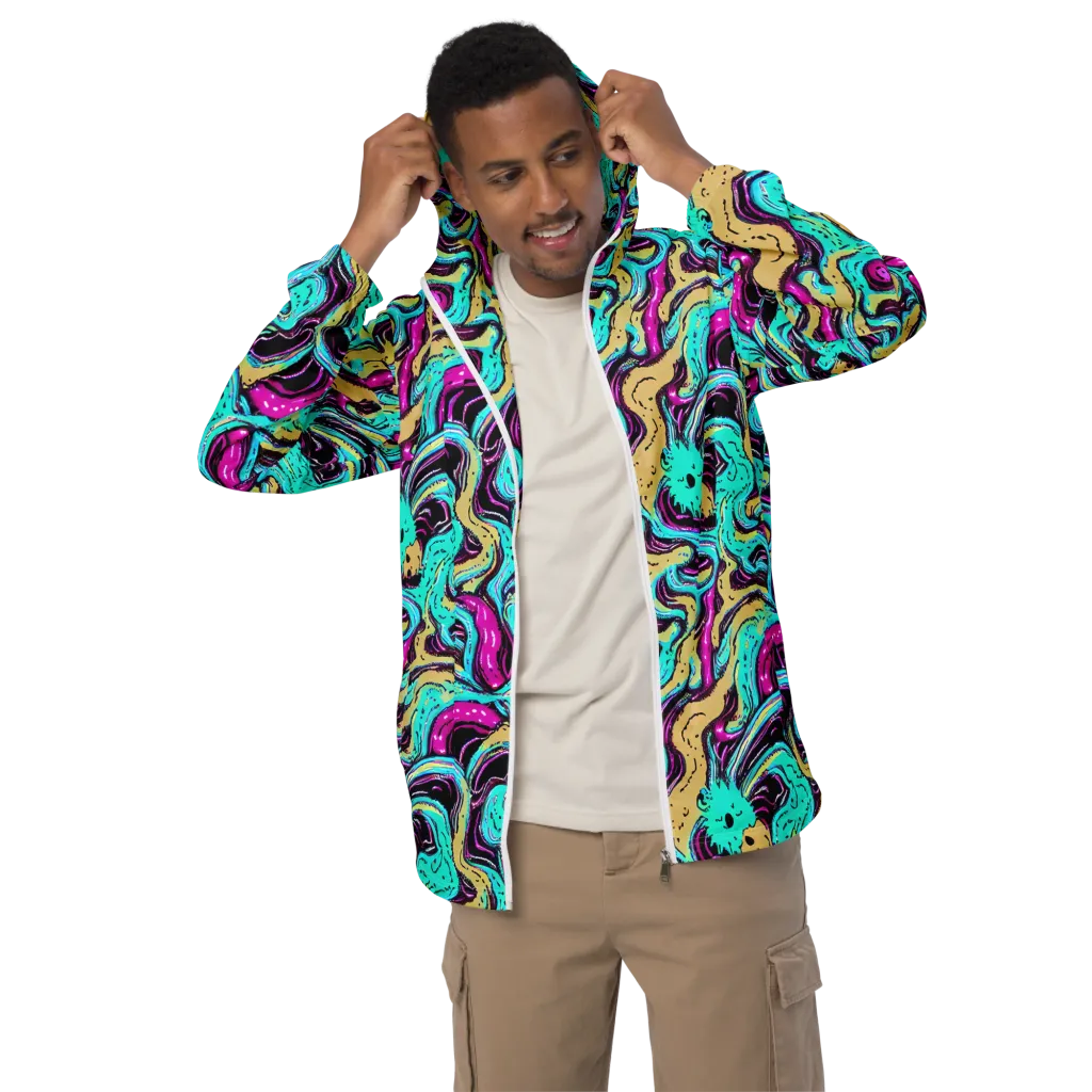 Neon Spill on Men's Windbreaker — Front