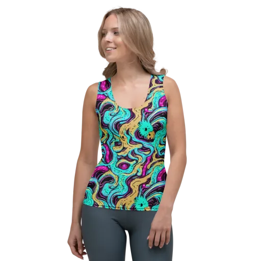 Neon Spill on a Women's Tank Top