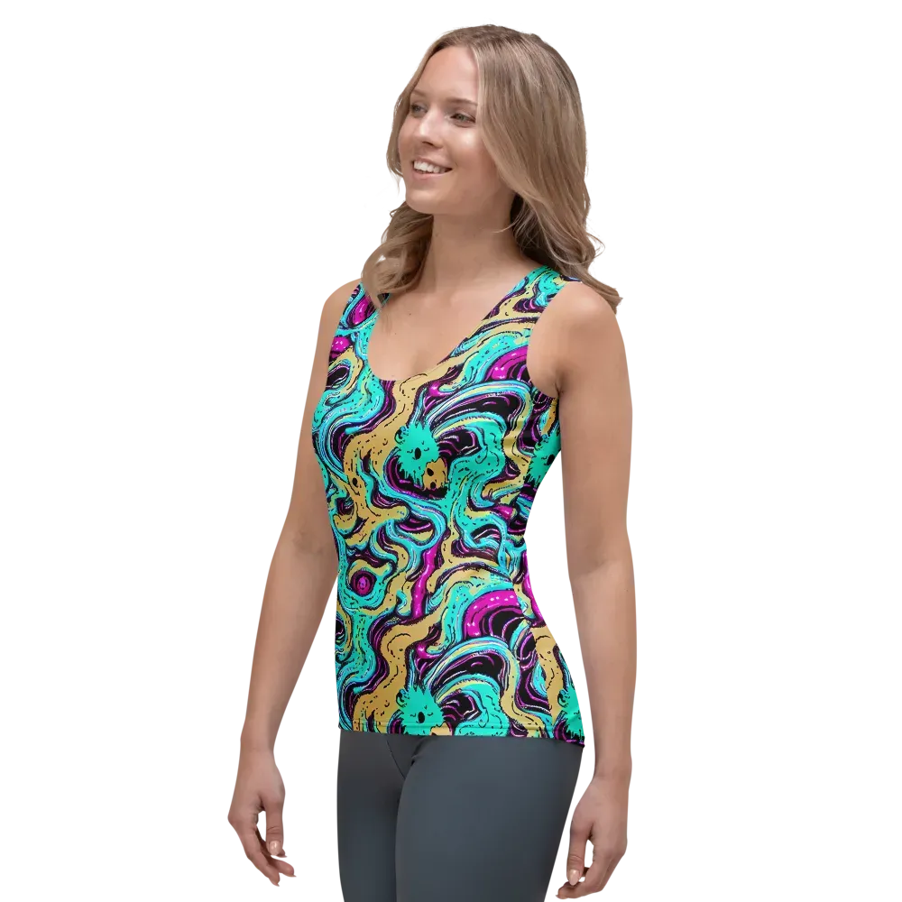 Neon Spill on Women's Tank Top — Left Front