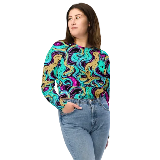 Neon Spill on a Long Sleeve Crop Top