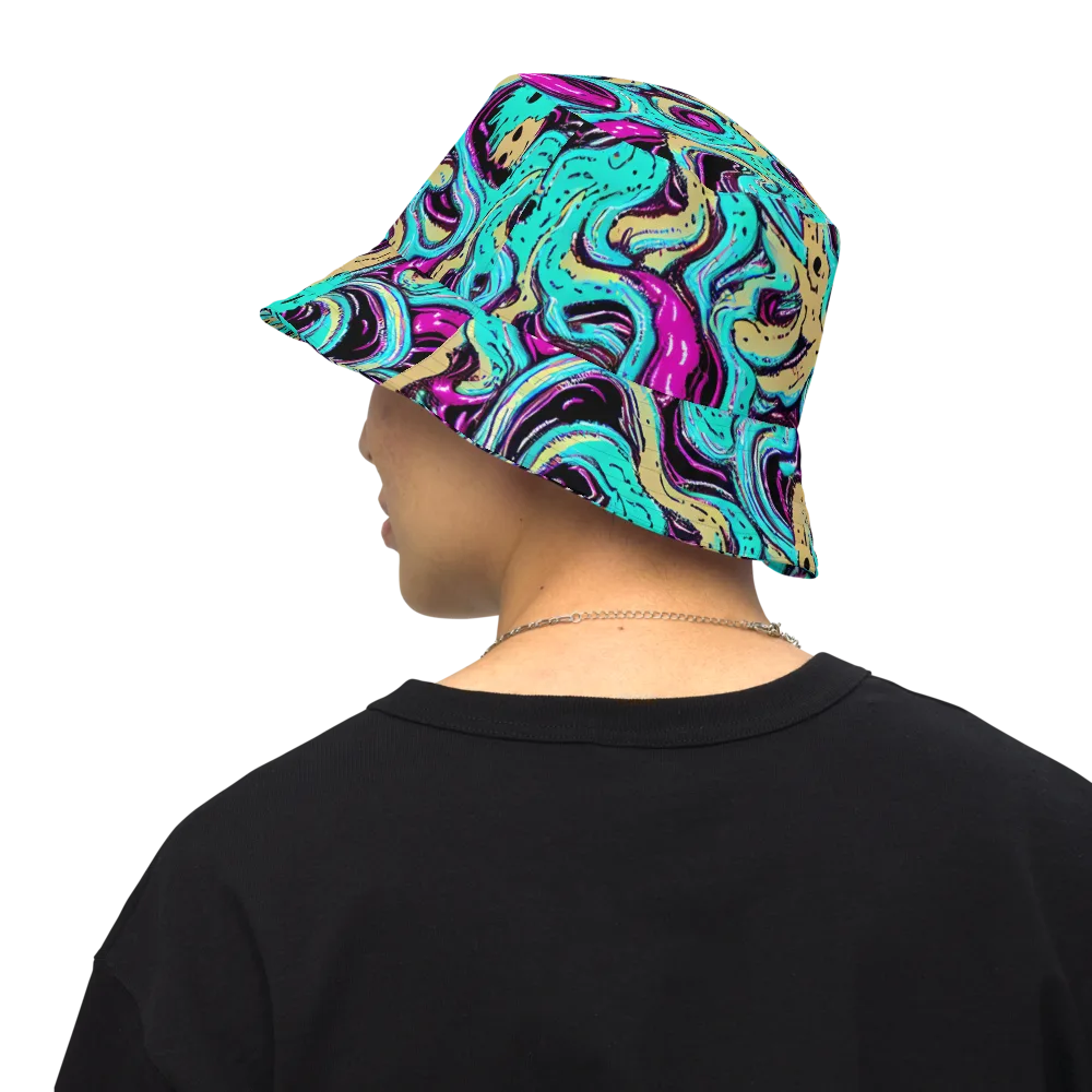 Neon Spill on Reversible Bucket Hat — Back Inside