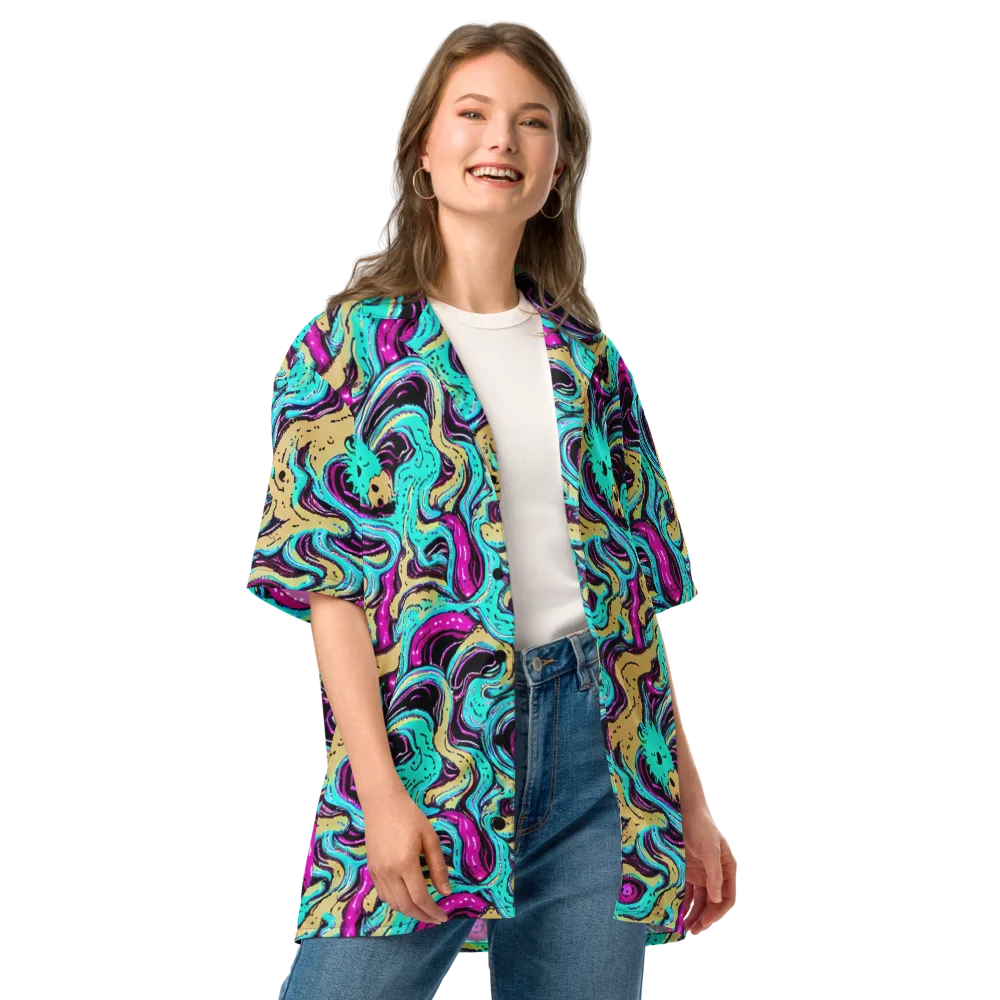 Neon Spill on Button Shirt — Front