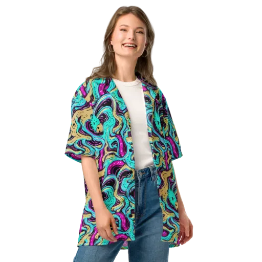Neon Spill on a Button Shirt