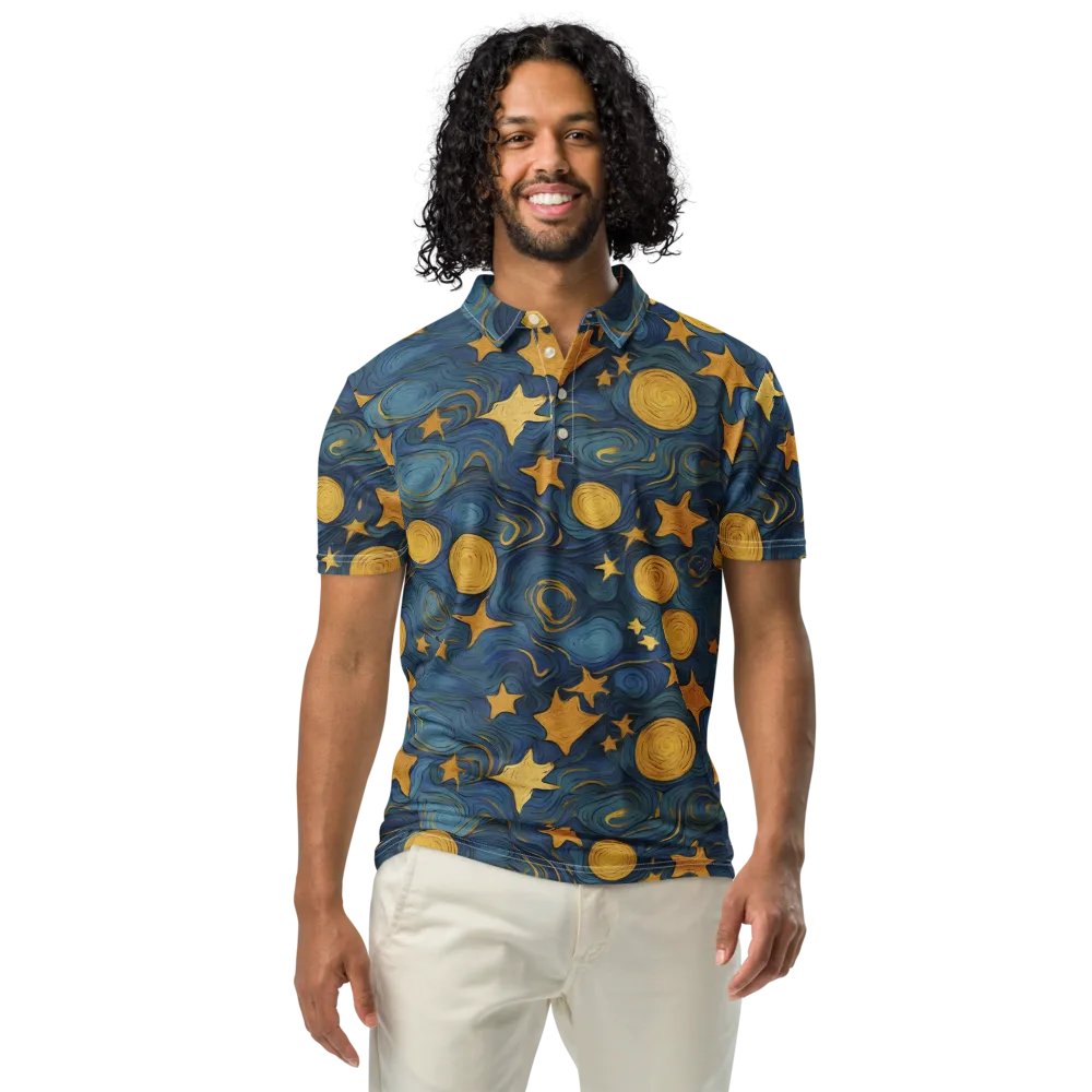Gilded Galaxy on Men's Slim Fit Polo Shirt — Front