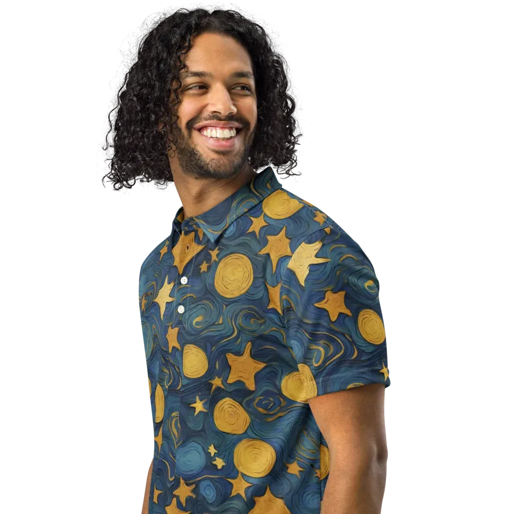 Gilded Galaxy on Men's Slim Fit Polo Shirt — Left Front
