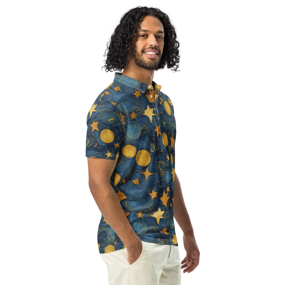 Gilded Galaxy on Men's Slim Fit Polo Shirt — Right Front