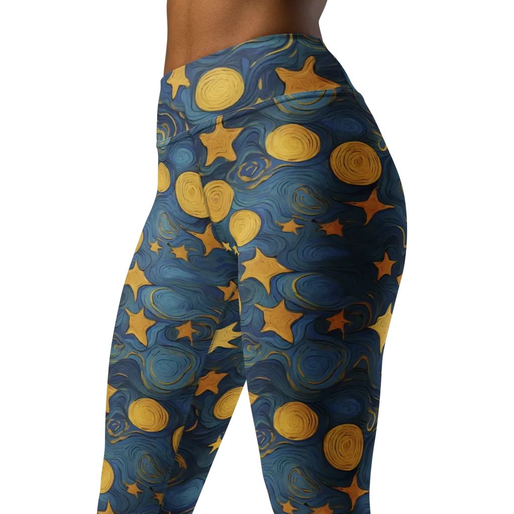 Gilded Galaxy on Yoga Leggings — Left Front