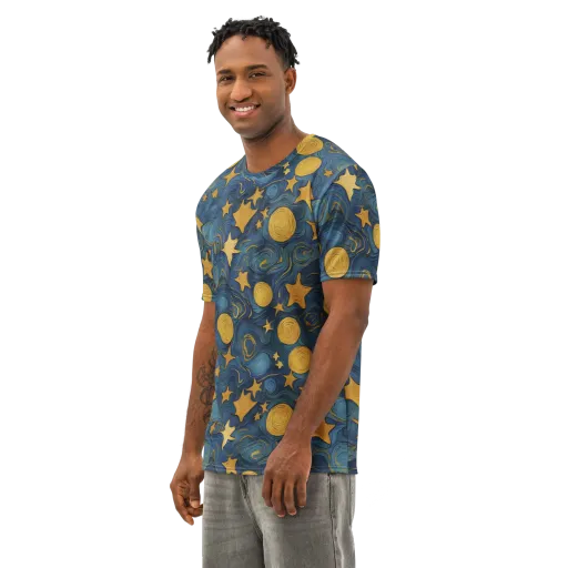 Gilded Galaxy on a Men's Cotton Crew Neck T-Shirt