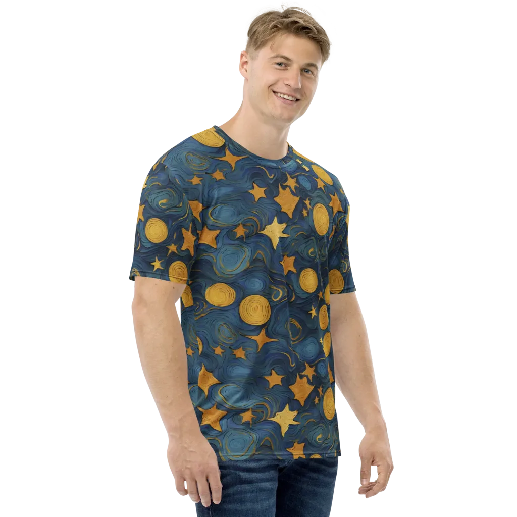 Gilded Galaxy on Men's Crew Neck T-Shirt — Right