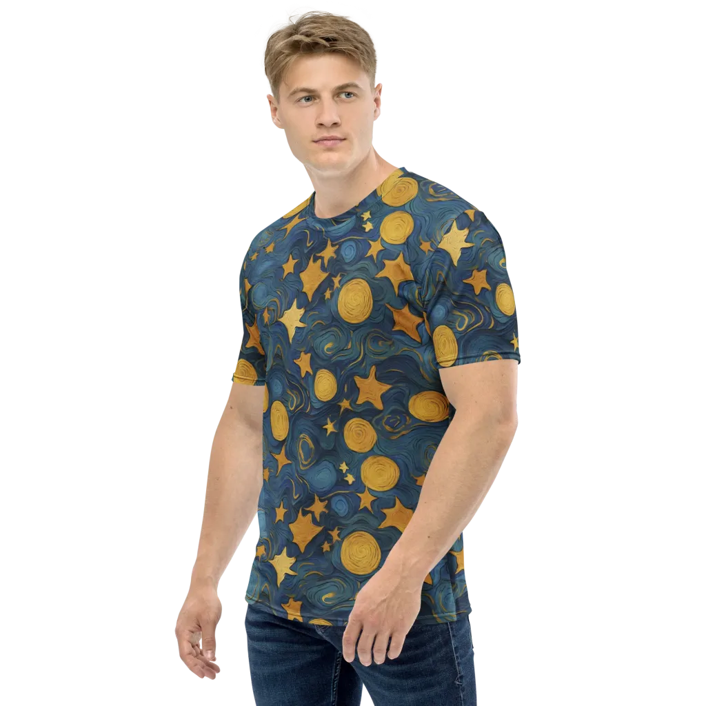 Gilded Galaxy on Men's Crew Neck T-Shirt — Left