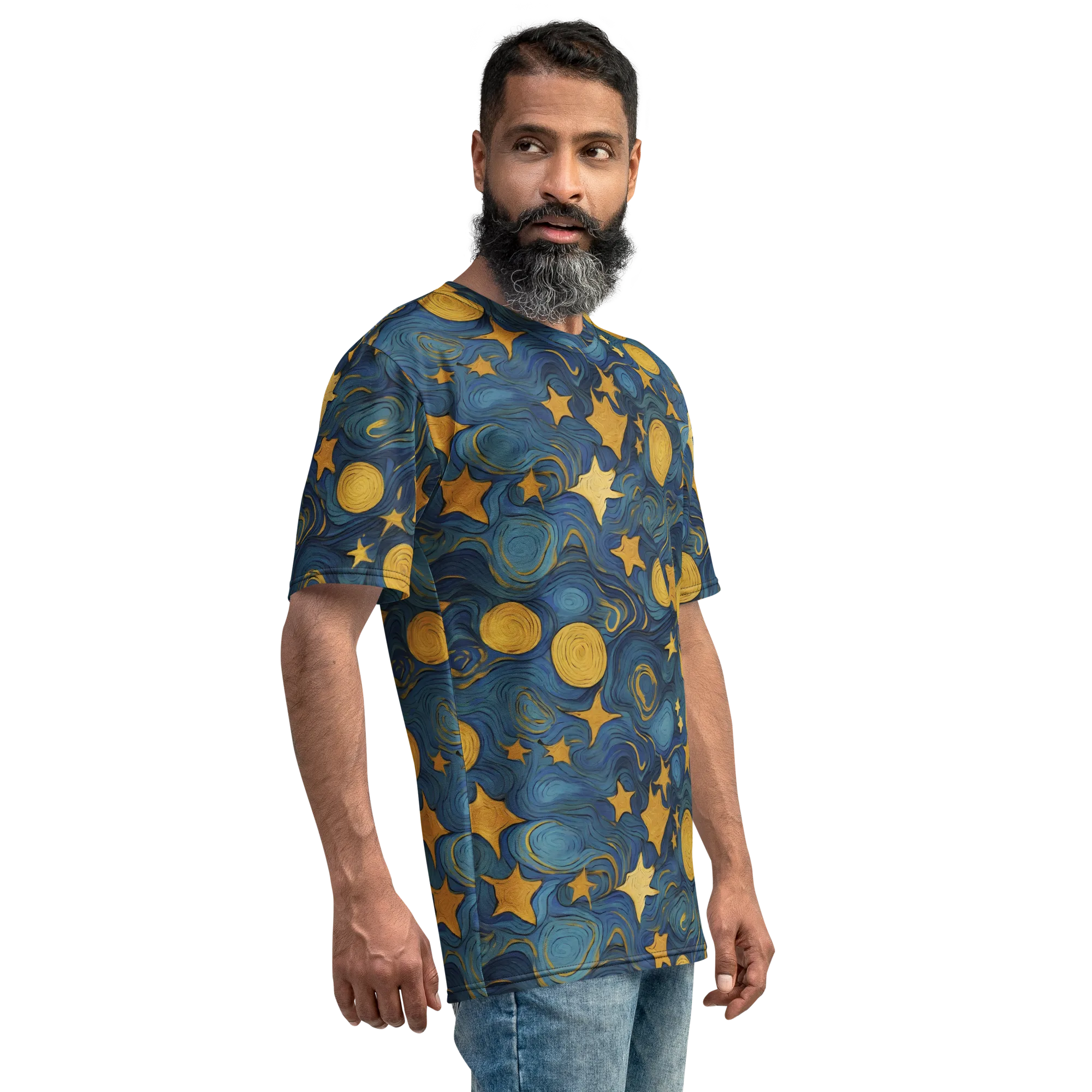 Gilded Galaxy on Men's Crew Neck T-Shirt — Right