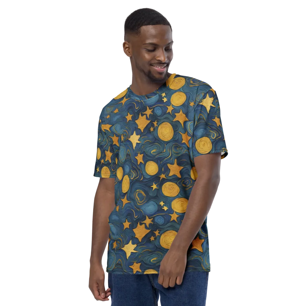 Gilded Galaxy on Men's Crew Neck T-Shirt — Left