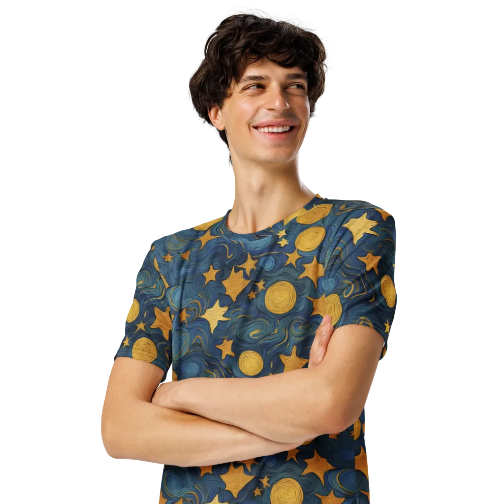 Gilded Galaxy on Men's Crew Neck T-Shirt — Left Front