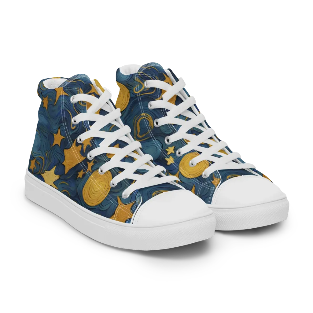 Gilded Galaxy on Men's High Top Canvas Shoes — Right Front