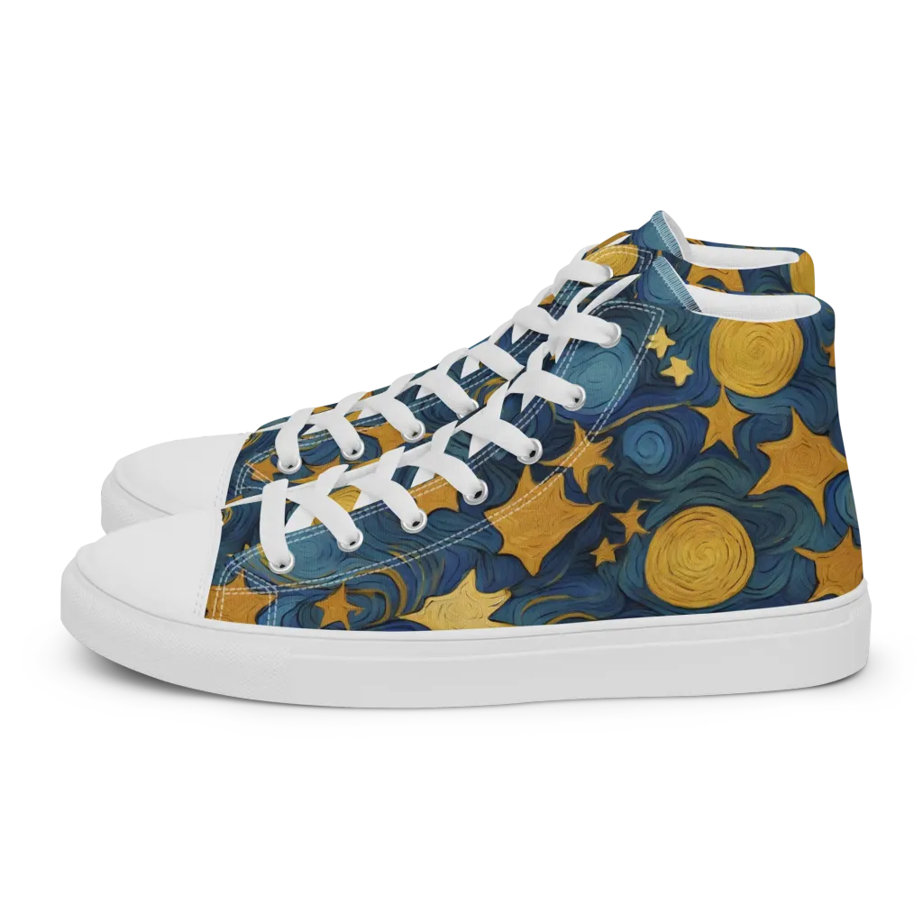 Gilded Galaxy on Men's High Top Canvas Shoes — Left