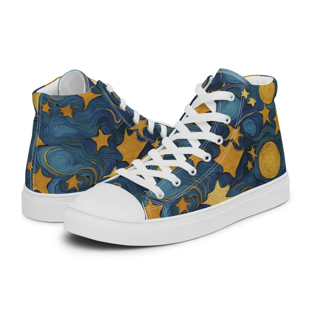 Gilded Galaxy on Men's High Top Canvas Shoes — Left