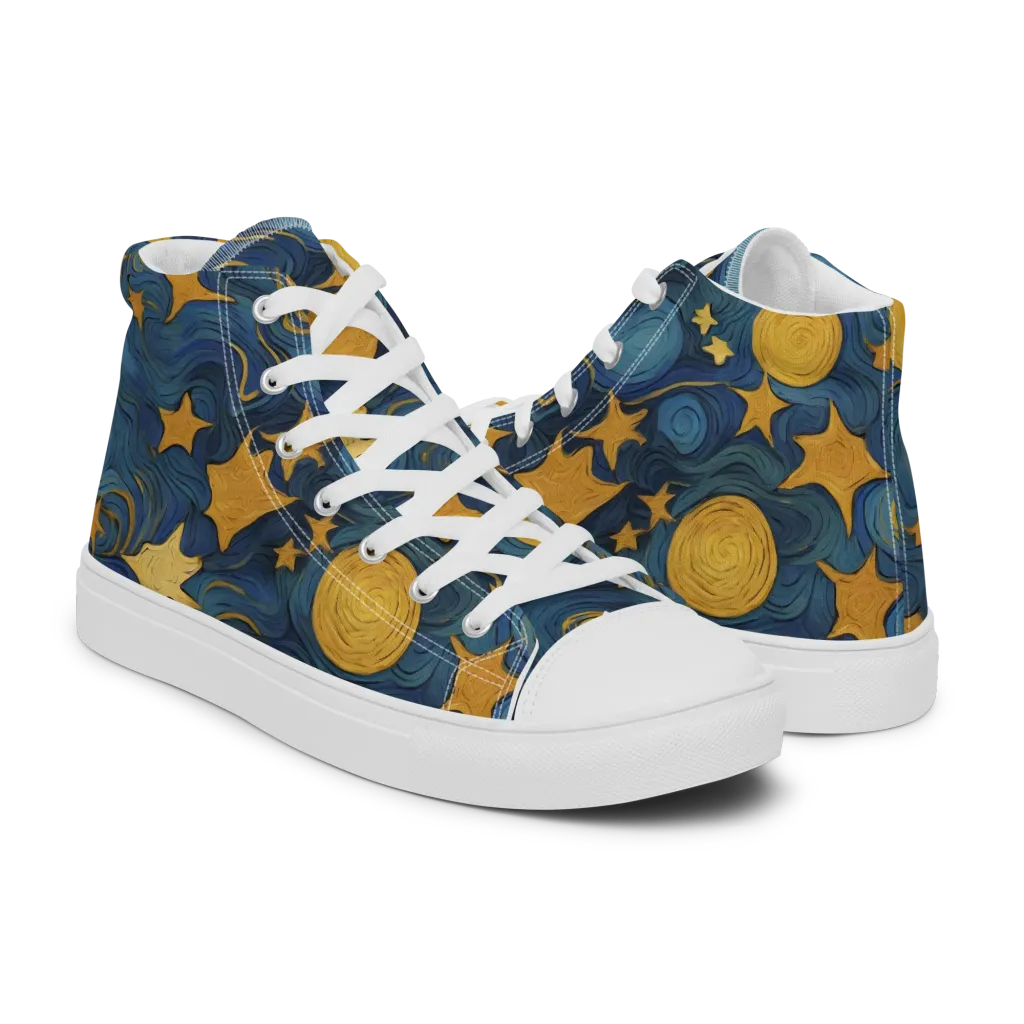 Gilded Galaxy on Men's High Top Canvas Shoes — Right