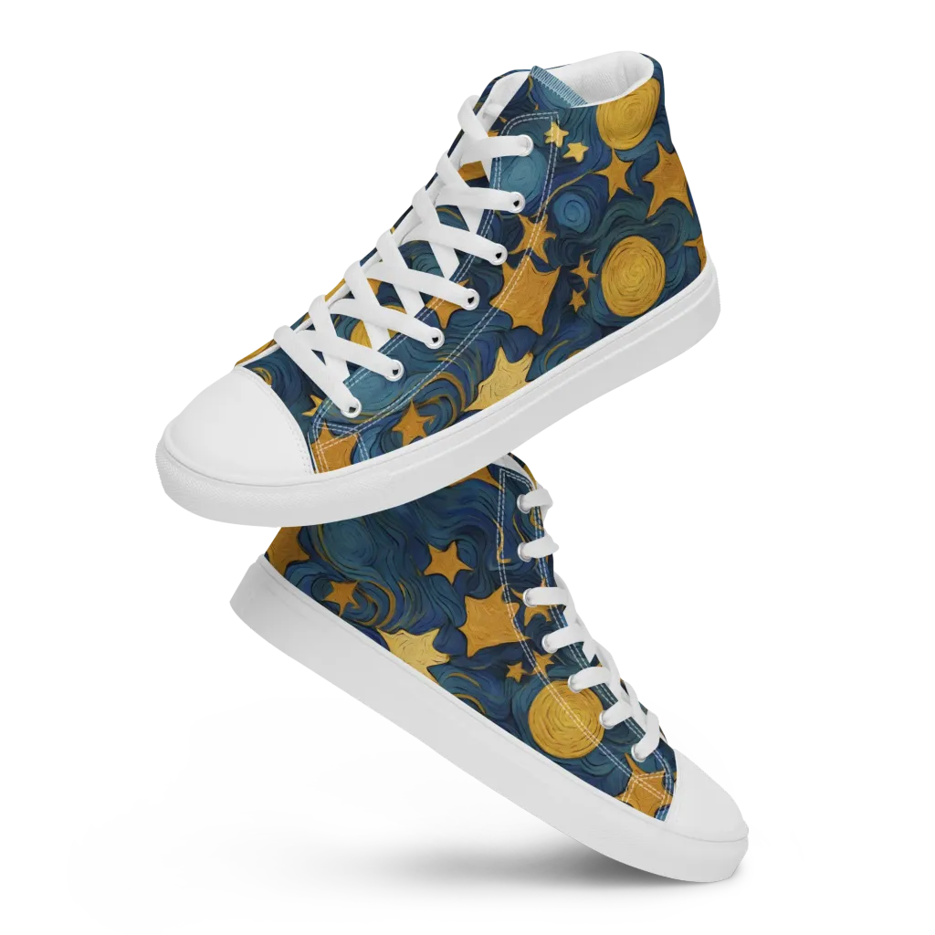 Gilded Galaxy on Men's High Top Canvas Shoes — Front