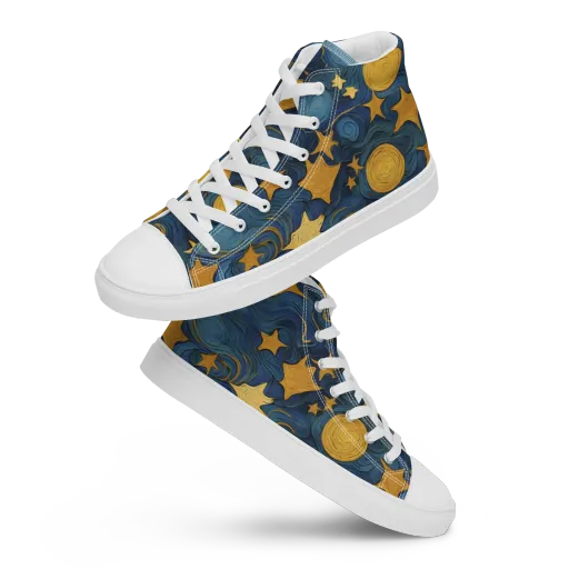 Gilded Galaxy on a Men's High Top Canvas Shoes