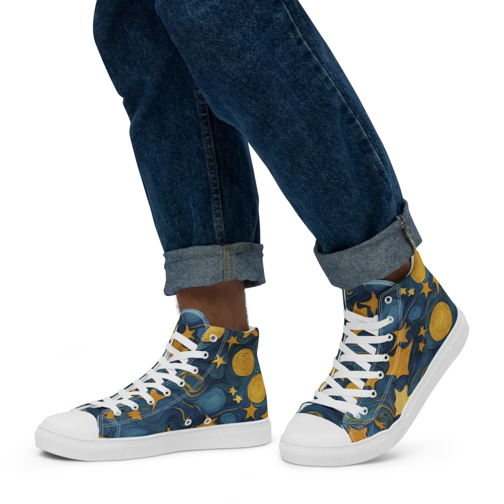 Gilded Galaxy on Men's High Top Canvas Shoes — Left