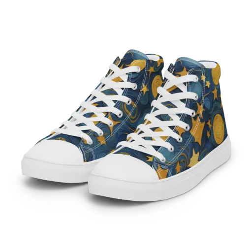 Gilded Galaxy on a Women's High Top Canvas Shoes