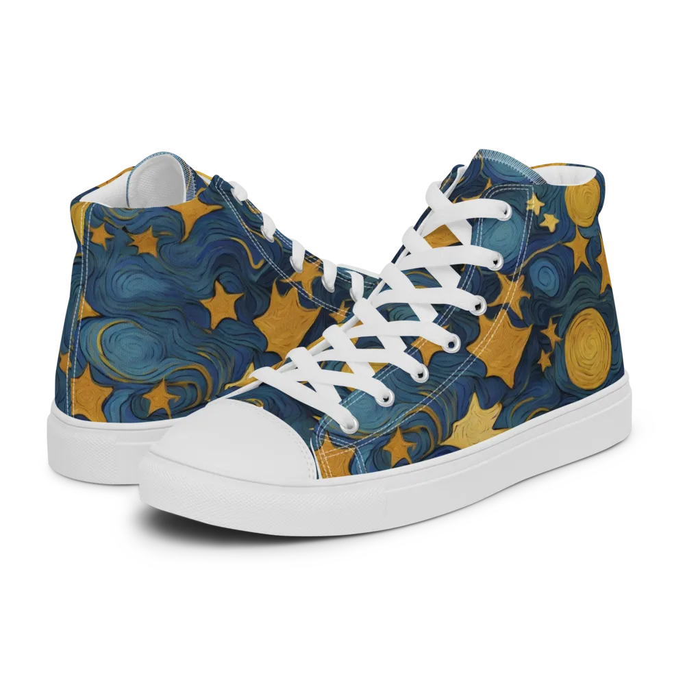 Gilded Galaxy on Women's High Top Canvas Shoes — Left