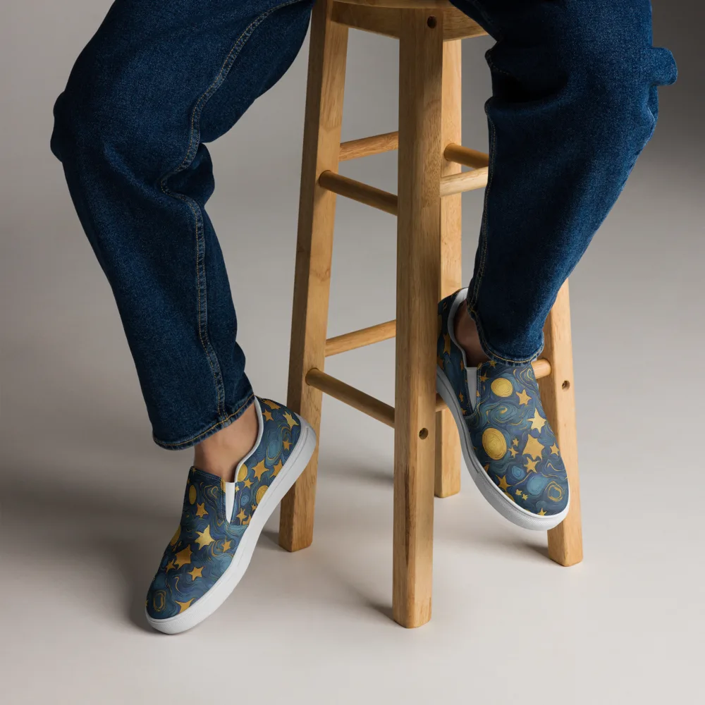Gilded Galaxy on Men's Slip-On Canvas Shoes — Front