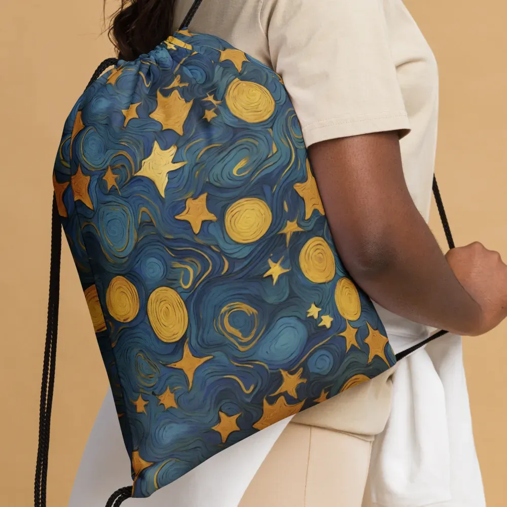 Gilded Galaxy on Drawstring Bag — Front