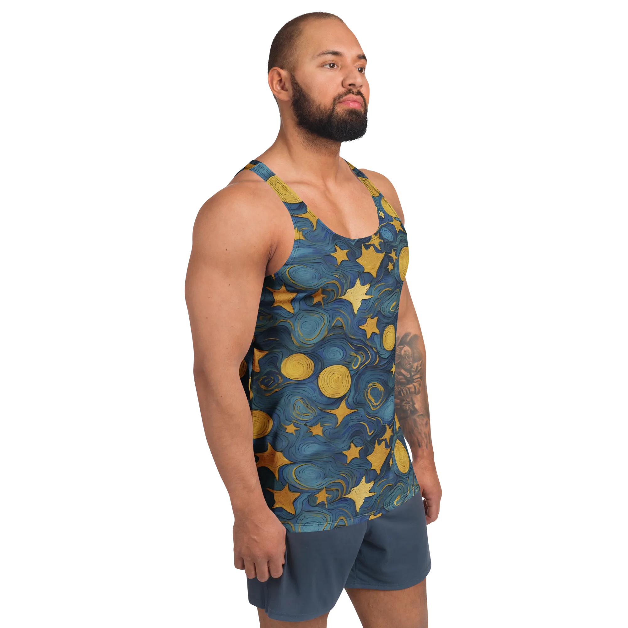 Gilded Galaxy on Men's Tank Top — Right Front