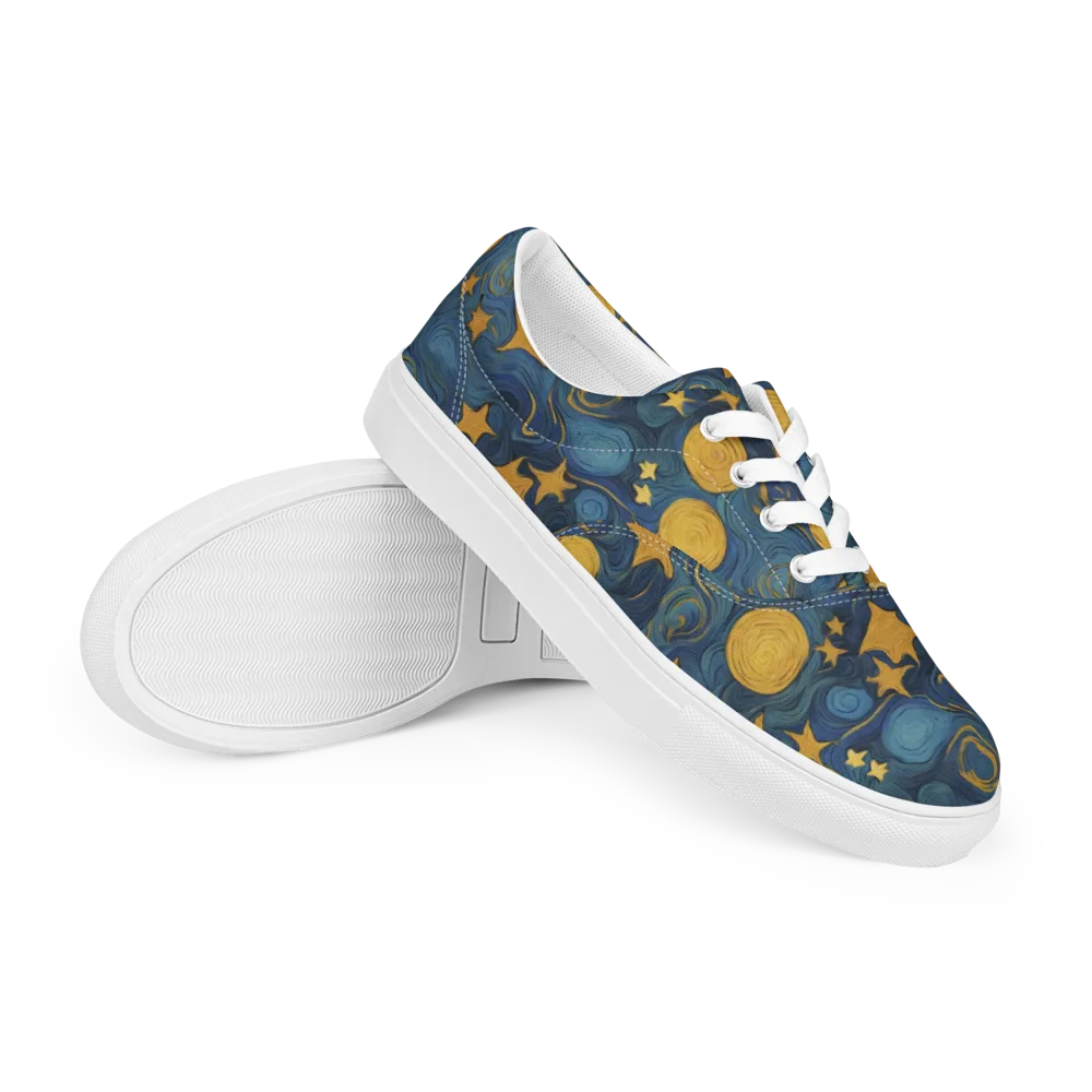 Gilded Galaxy on Men's Lace-Up Canvas Shoes — Right Front