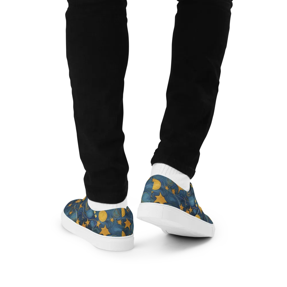 Gilded Galaxy on Men's Lace-Up Canvas Shoes — Back