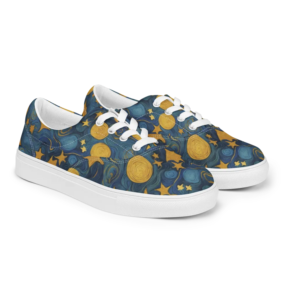 Gilded Galaxy on Men's Lace-Up Canvas Shoes — Right Front