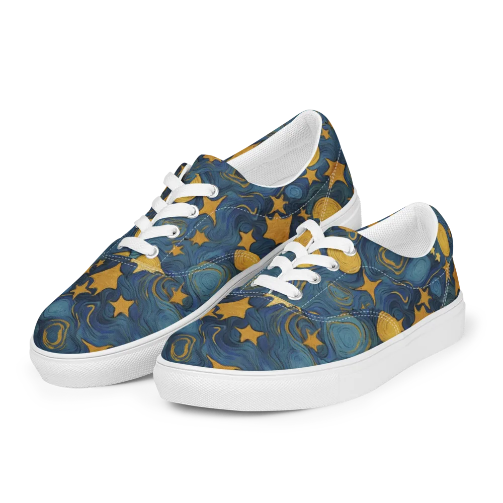 Gilded Galaxy on Men's Lace-Up Canvas Shoes — Left Front