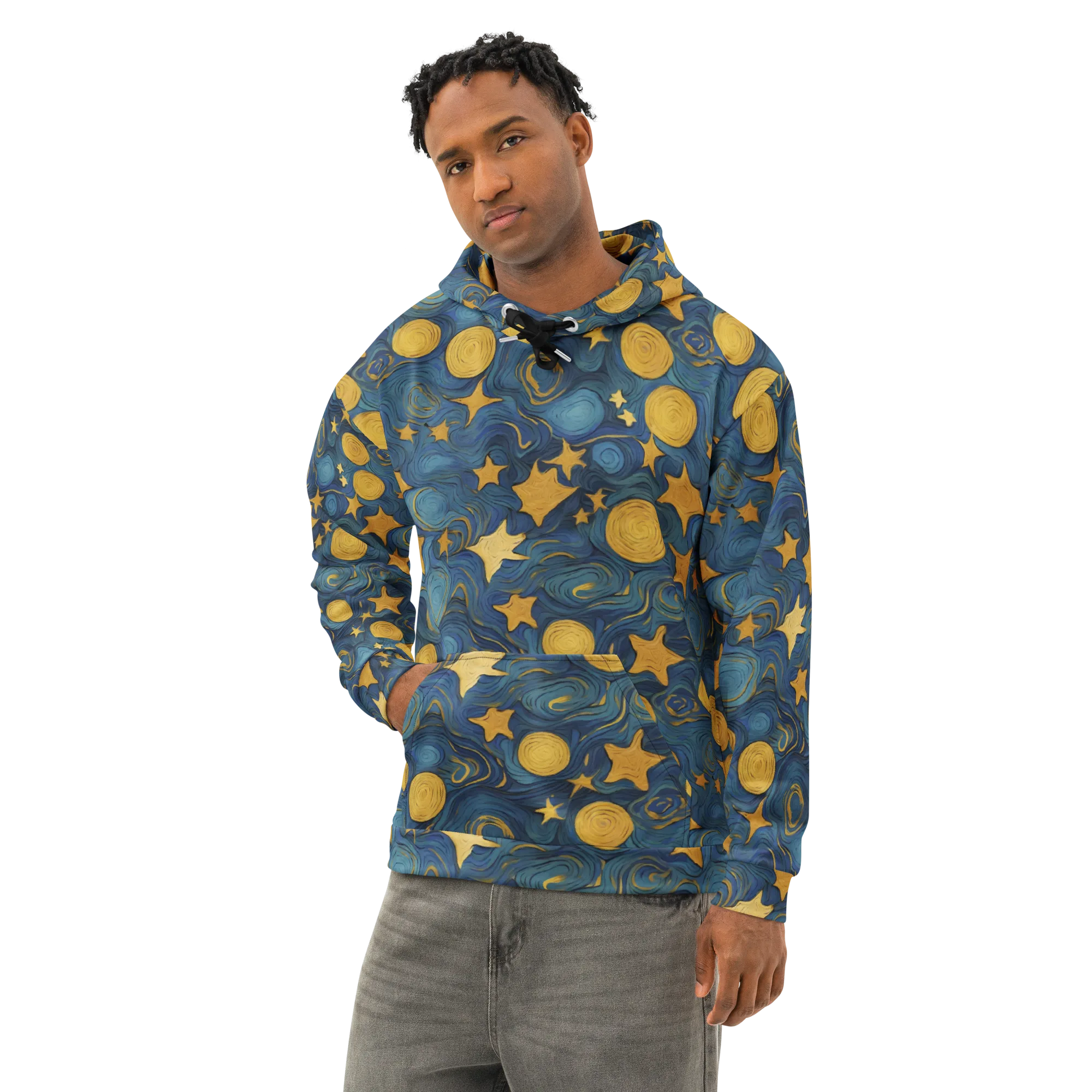 Gilded Galaxy on Cotton Hoodie — Left Front