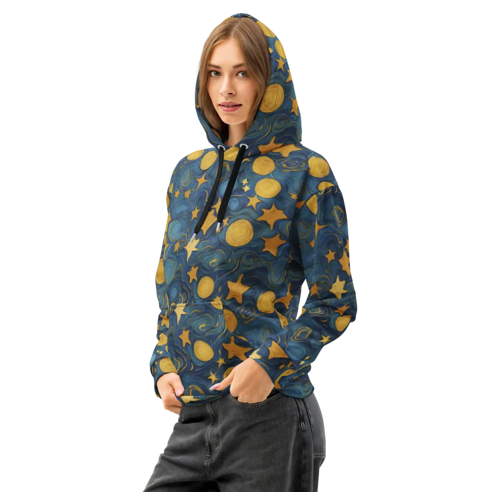 Gilded Galaxy on Cotton Hoodie — Left Front