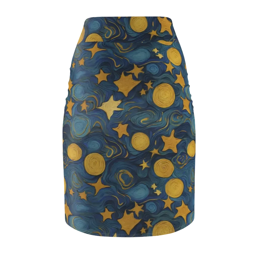 Gilded Galaxy on Pencil Skirt — Back