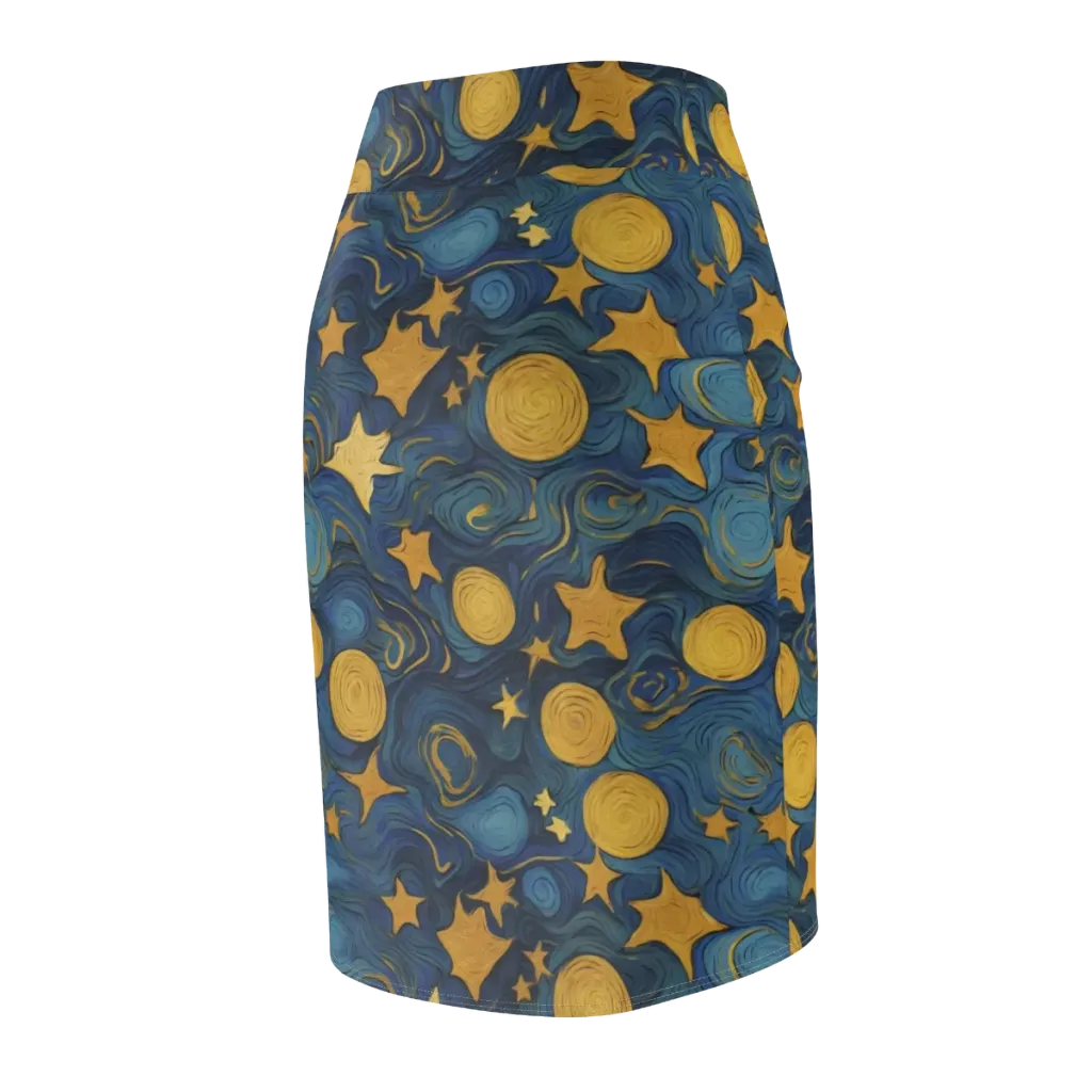 Gilded Galaxy on Pencil Skirt — Back Side
