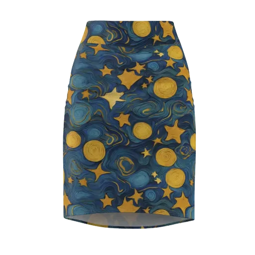 Gilded Galaxy on a Pencil Skirt