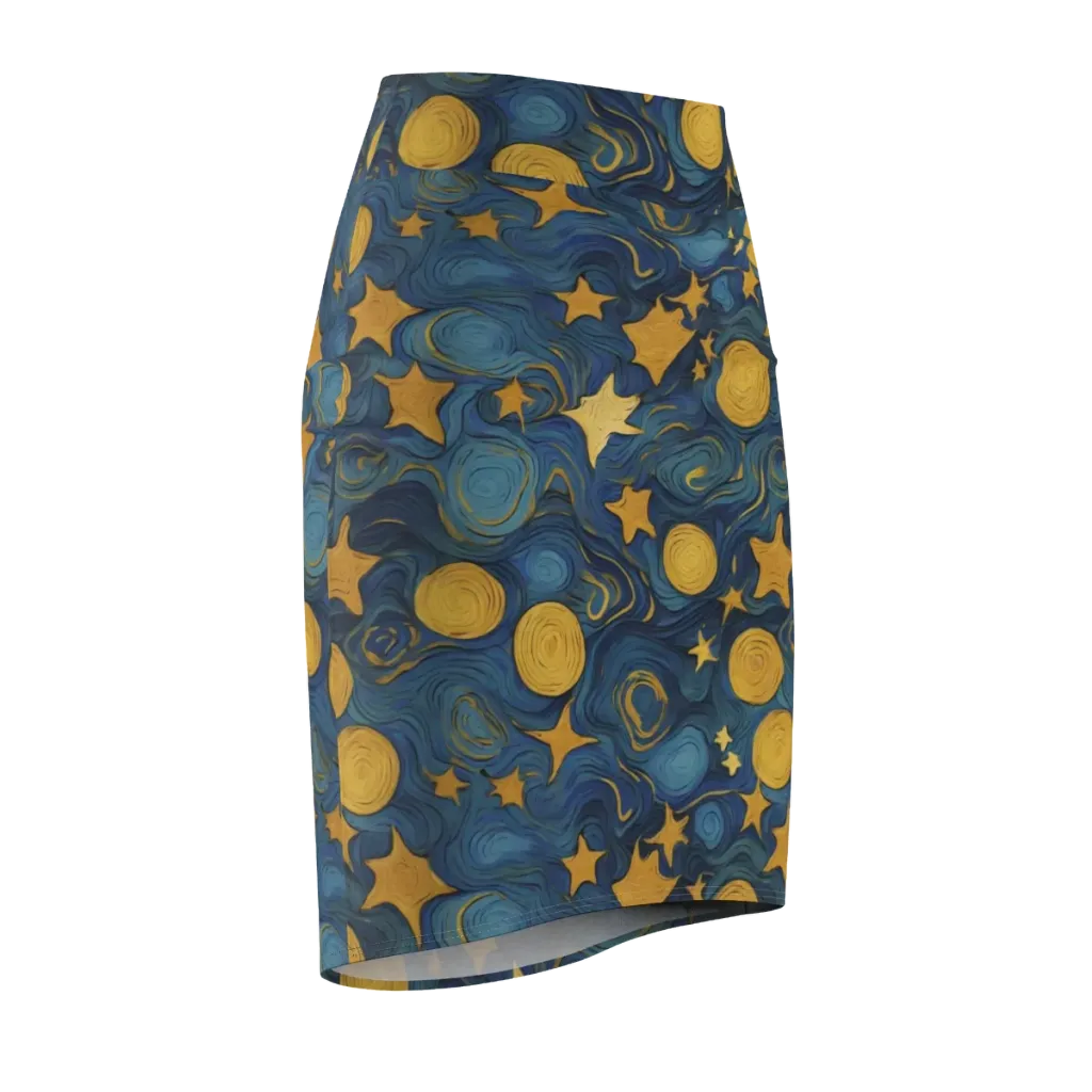 Gilded Galaxy on Pencil Skirt — Front Side