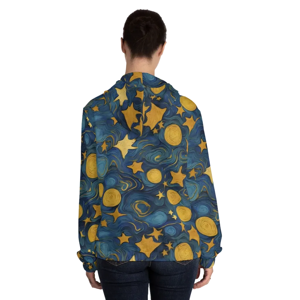 Gilded Galaxy on Women's Full-Zip Hoodie — Back On Person