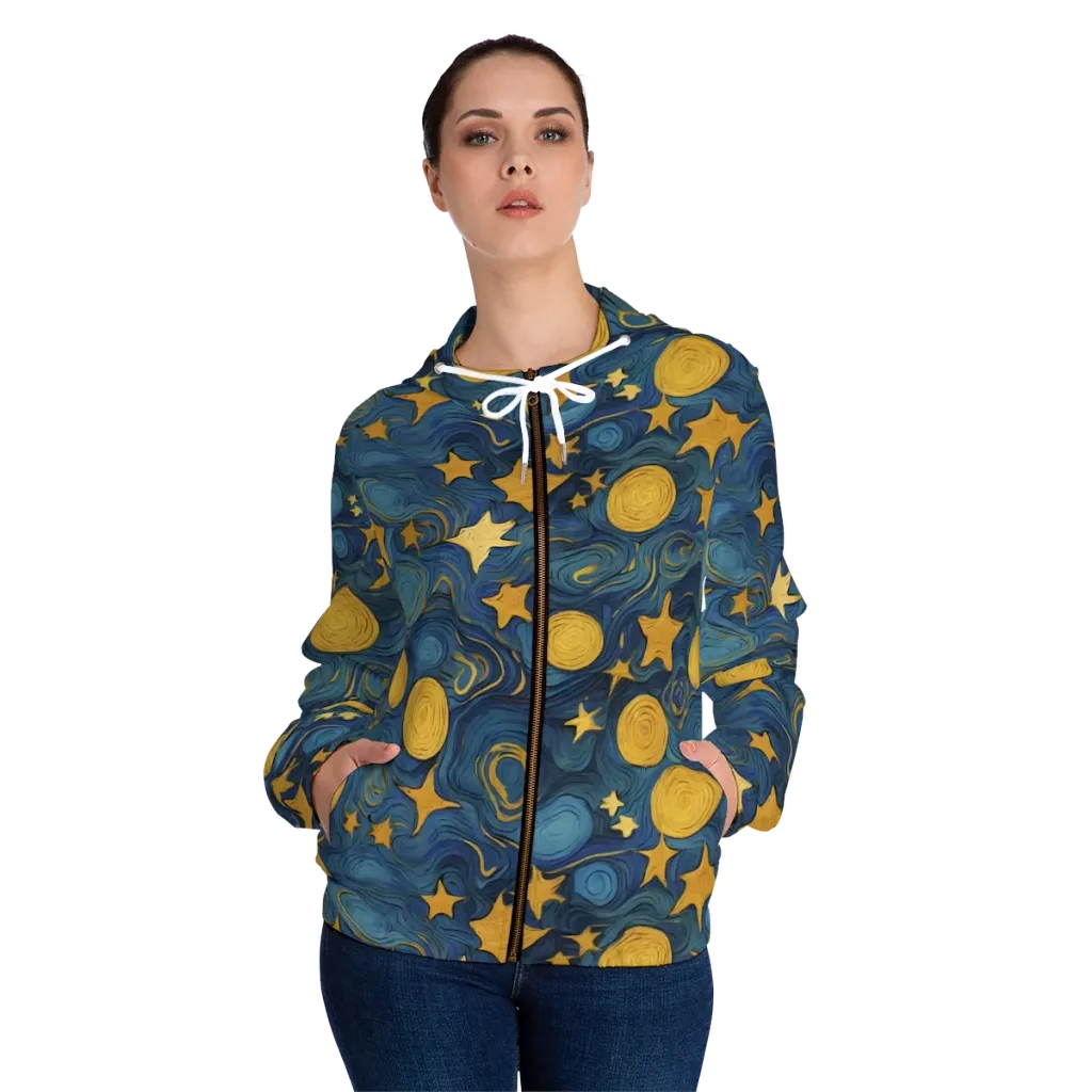 Gilded Galaxy on Women's Full-Zip Hoodie — Front On Person