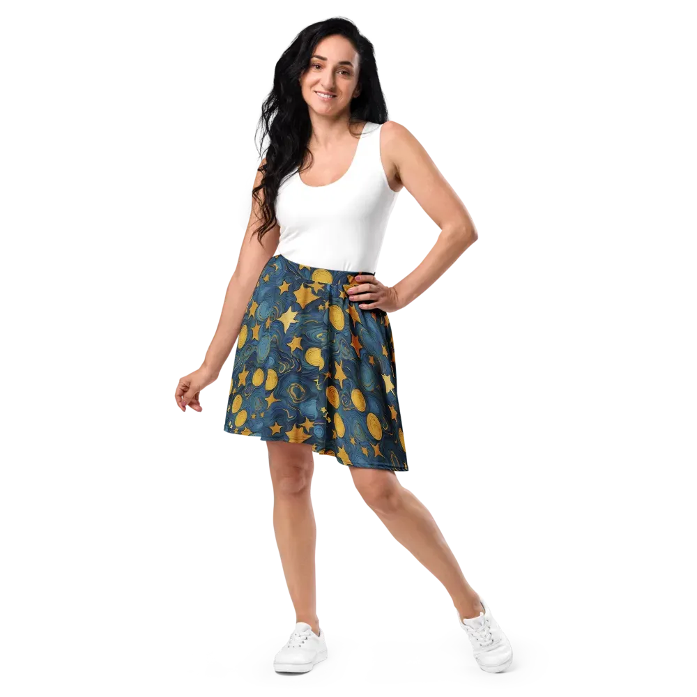 Gilded Galaxy on Skater Skirt — Front