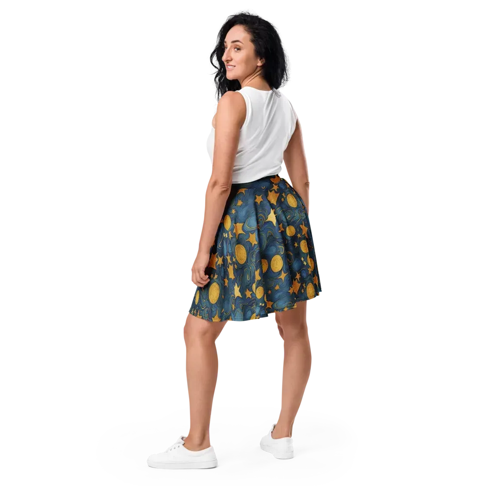 Gilded Galaxy on Skater Skirt — Back