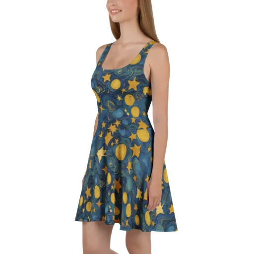 Gilded Galaxy on a Skater Dress