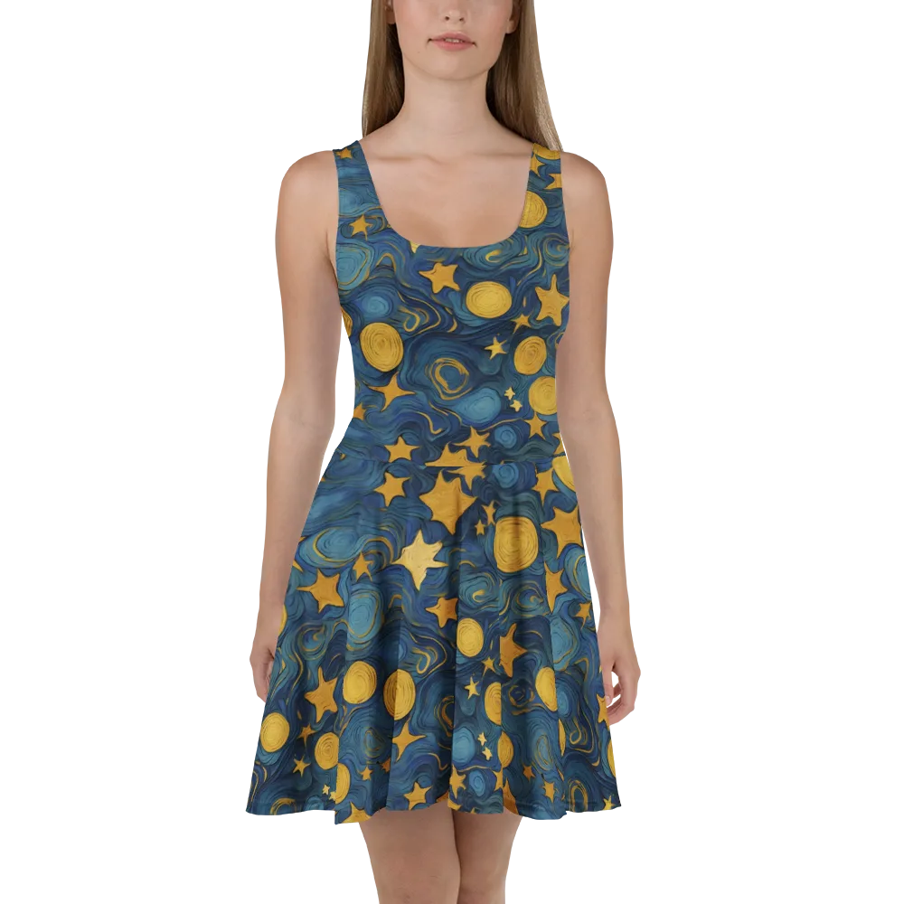 Gilded Galaxy on Skater Dress — Front